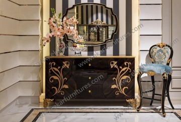 French flower inlay sideboard table / buffet