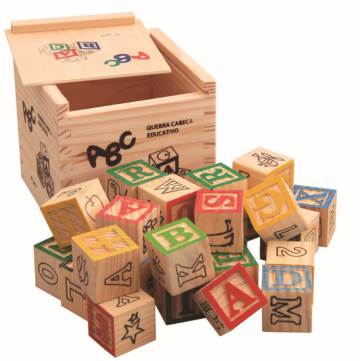 Carved 26 Alphabet Building Blocks Wooden Puzzle Toys