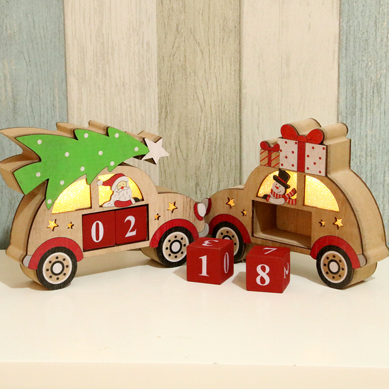Home Christmas Decorations Wooden Creative Perpetual Calendar Christmas Decoration Luminous Calendar Ornaments Gift