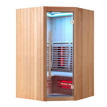 Types Of Home Saunas Hemlock wood 4 person deluxe corner Infrared Sauna