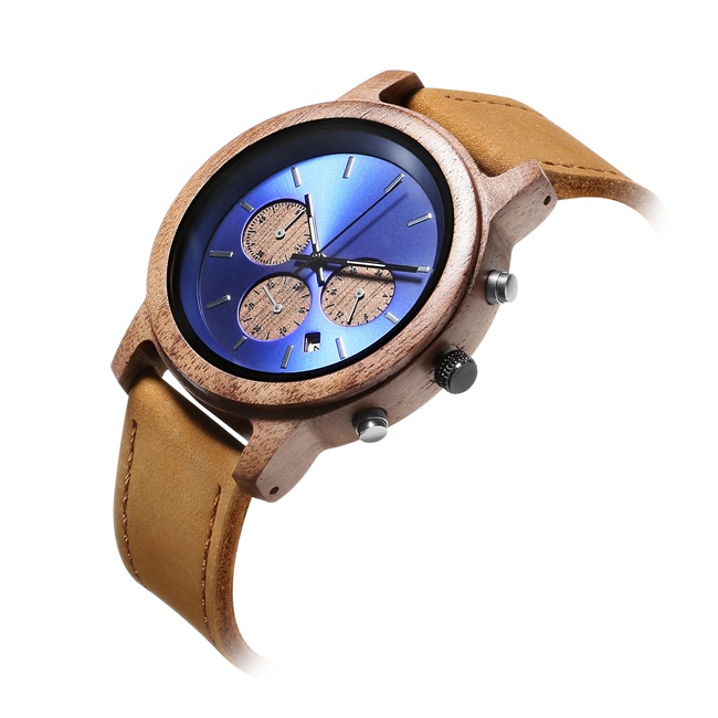 Trendy low moq private label watches minimalist chrono wood watches