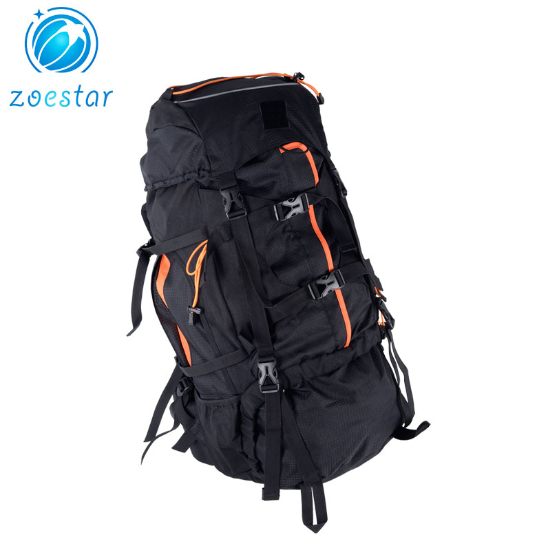 Custom 65L Jacquard Hiking Backpack Bag for Camping Trekking Traveling Mountaineering