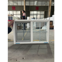 PVC Vinyl Single Sliding Windows with Grids and Double Glazing