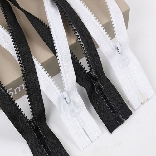 White or black plastic zippers for coat