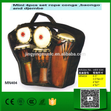 Mini 4PCS Set Rope Conga, Bongo and Djembe