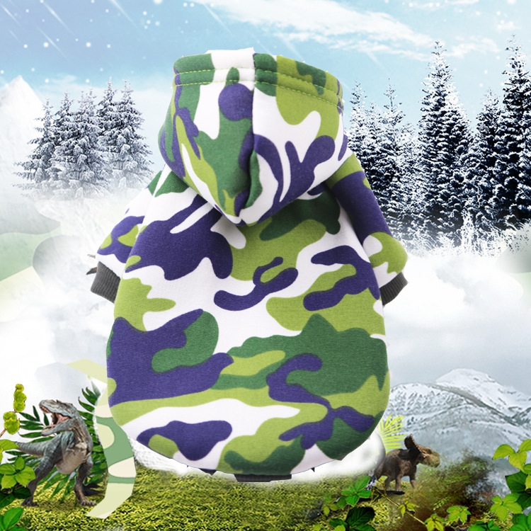 Dog Clothes Autumn Winter New Camouflage Clothes Stain resistant and Handsome Pet Clothes Cat New Two-legged Hoodies