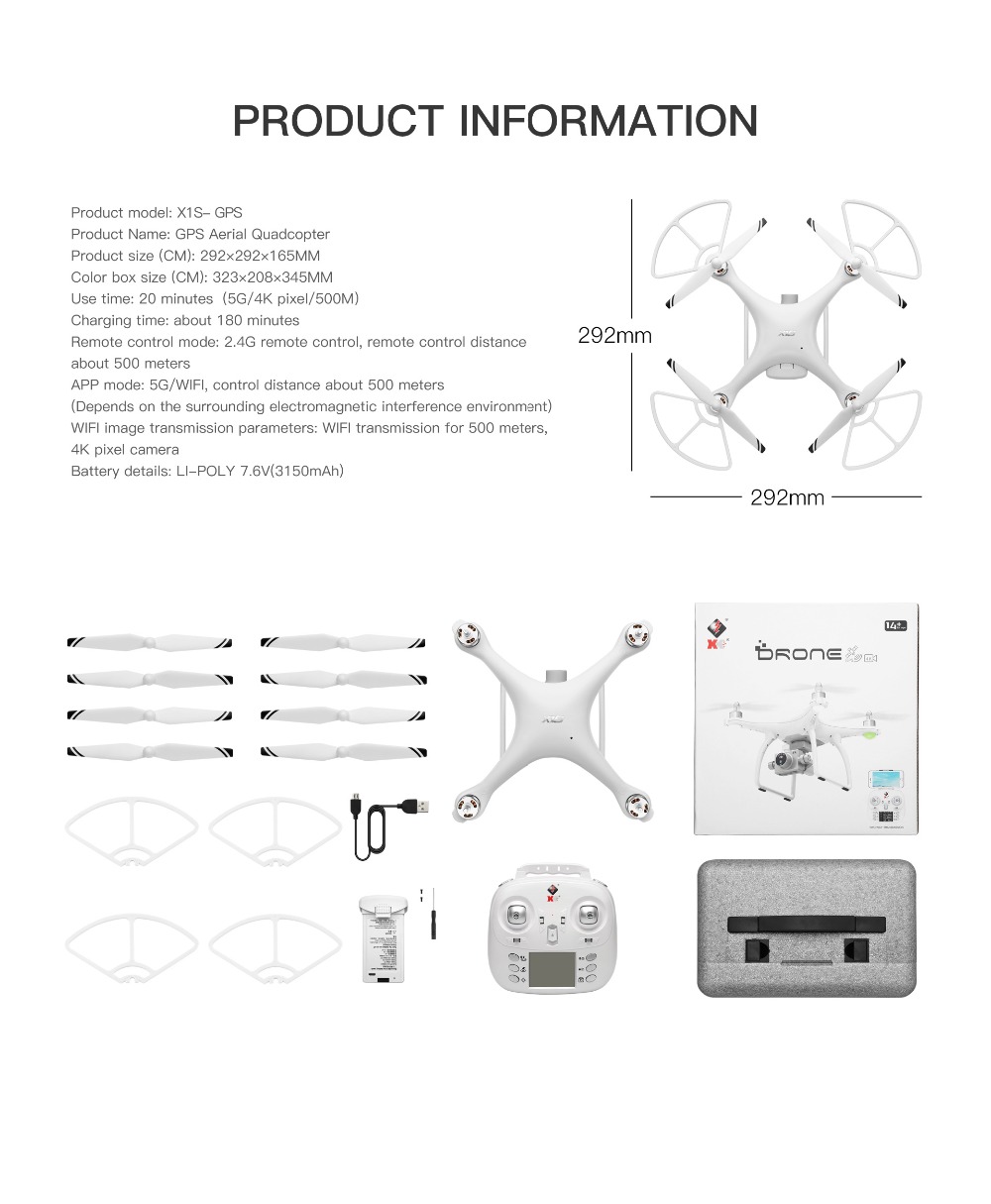 Wltoys X1 Drone XK X1S Camera 5G Wifi FPV 2-Axis Self-stabilizing Gimbal Brushless Motor 22 Mins Flight Time Quadcopter VS X3