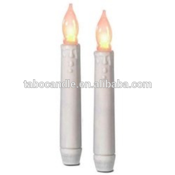 FLAMELESS IVORY MINI WAX DIPPED FLICKERING AMBER LED TAPER CANDLES~NEW