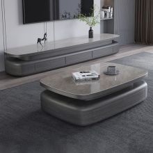 Modern Oval Rock Panel Coffee Table TV Cabinet Combination
