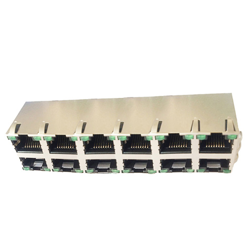 RJ45 CONNECTOR 2X8 POORT MET LED EMI