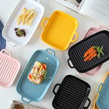 2020 hot selling  pizza stone ceramic Nodic dinner plates porcelain plate Baking tray