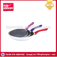 Aluminum press marble coating induction fry pan with lid