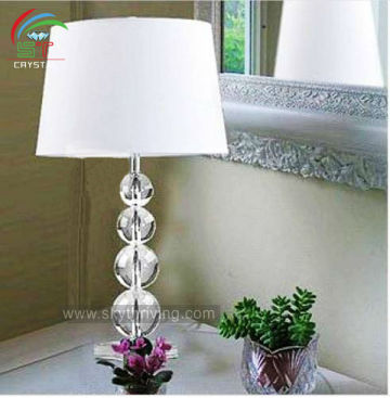 crystal table lamp with white fabric shade