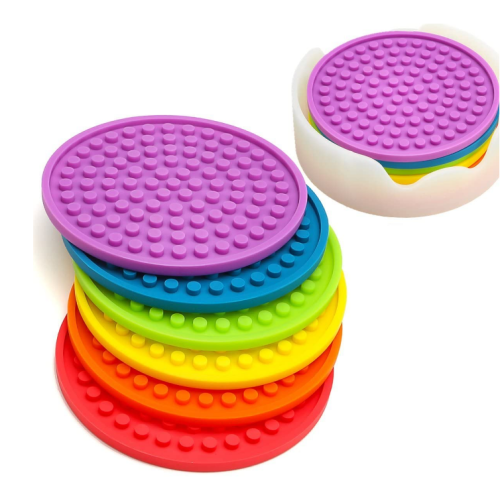 Rainbow Colors Proof Outdoor Tabletop Silicone Cup Coasters