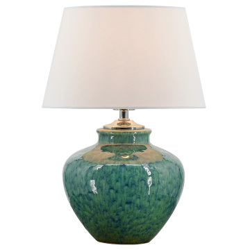 Handcrafted Aged Green Ceramic Lamp with Unique Design