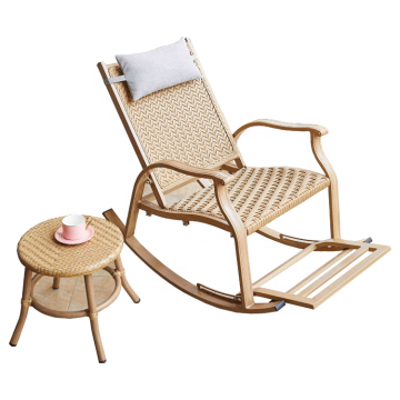 Aluminum PE Rattan Rocking Lazy Chair for Balcony and Outdoor Resting