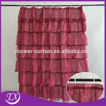 Dark red fancy valances shower curtains