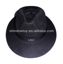 Polyester straw hat, Black promotion straw hat, Polyester hat