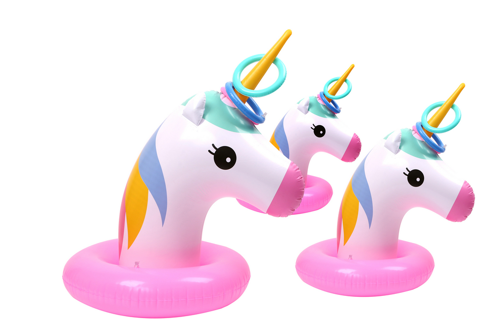 Pool Play Game Set Inflatable Unicorn Ring Toss 