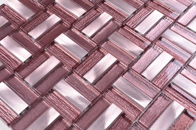 Building Materials Commercial Use Aluminum Purple Glass Tile Mosaic