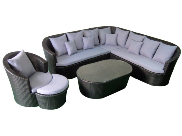 Leisure ways rattan sofa with aluminum base