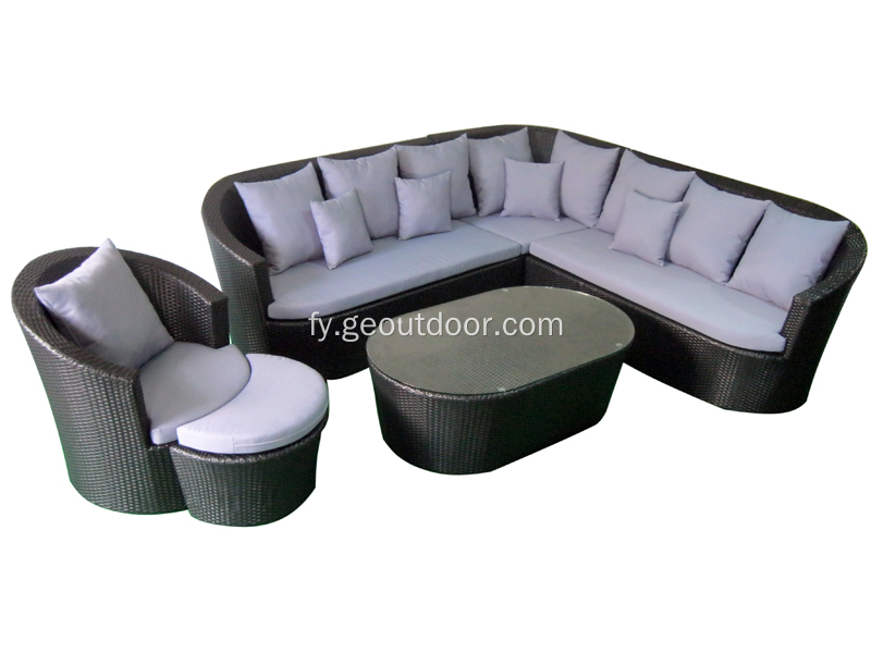 Leisure manieren rotan sofa mei aluminium basis