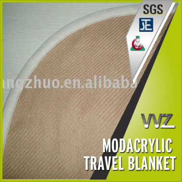 Camel color round corner flame retardant modacrylic travel blanket hospital blanket