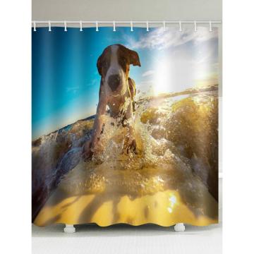 Surfing Dog Digital Printing Waterproof Shower Curtain