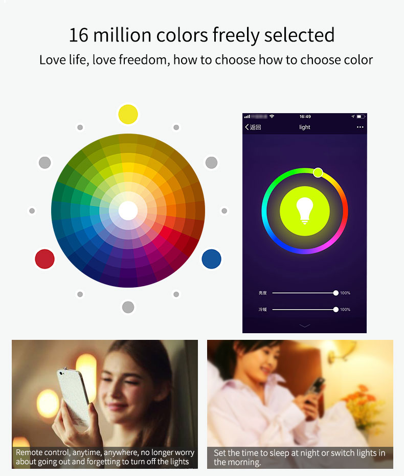 Alexa Smart Led Light Bulbs A19 RGB 7W Voice Control Wi-Fi by IOS Android APP