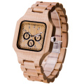 Men's Square Electronic Quartz Wood Watch