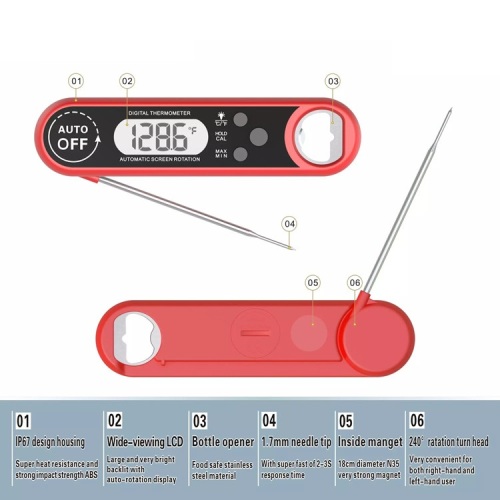 Handheld Insatnt Διαβάστε το θερμόμετρο τροφίμων με περιστρεφόμενη οθόνη