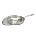 Eco-Friendly stainless steel frying pan with glass lid