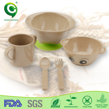 Kids biodegradable tableware,rice husk paper tableware