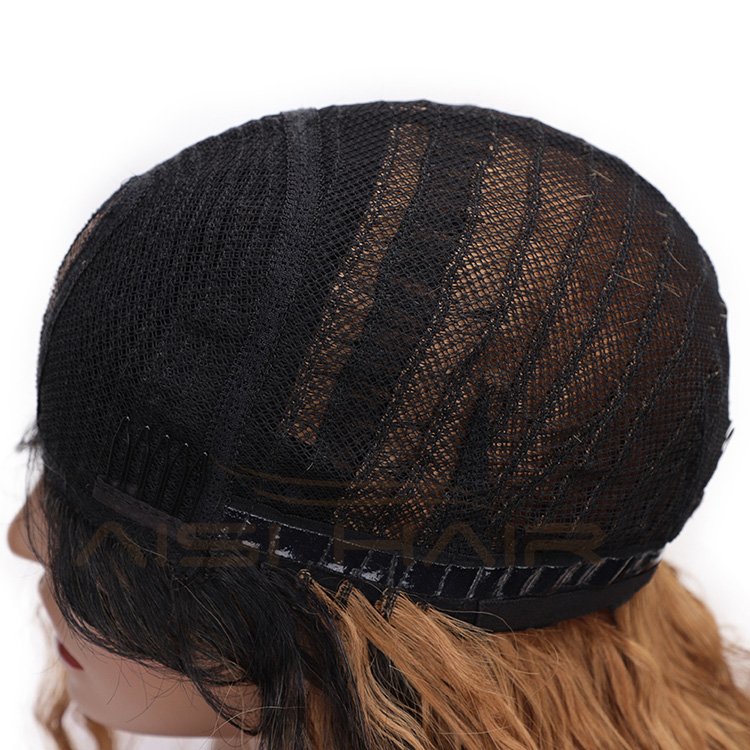 Aisi Hair Heat Resistant Synthetic Fiber Long Wavy Lace Part Wigs Ombre Brown Long Wave Wigs for American African Women
