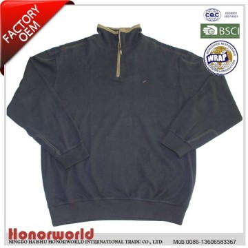 BSCI approved factory half zip sweat / heavy yarn dyed interlock pullover /quarter zip knitted pullover
