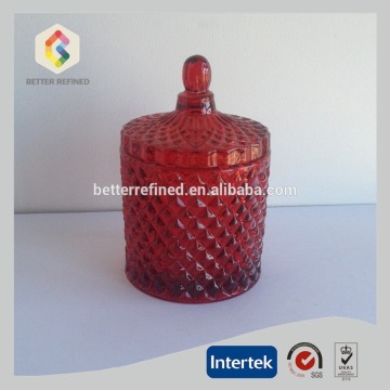 Red Diamond Glass Candle Jar