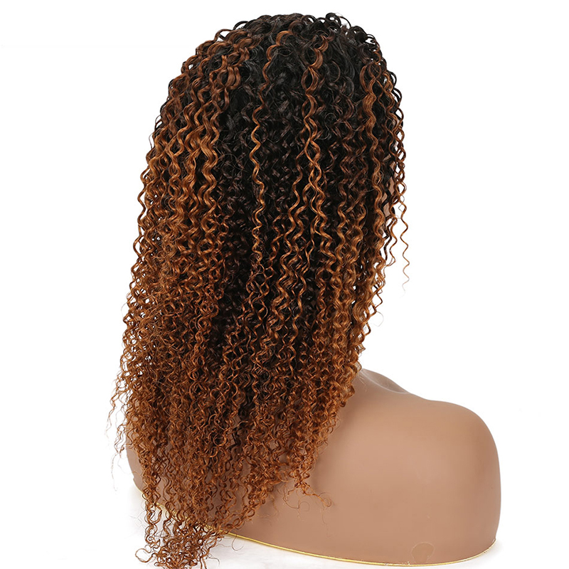 wholesale kinky curly human hair wigs, new arrival kinky curly wigs two tone wig color