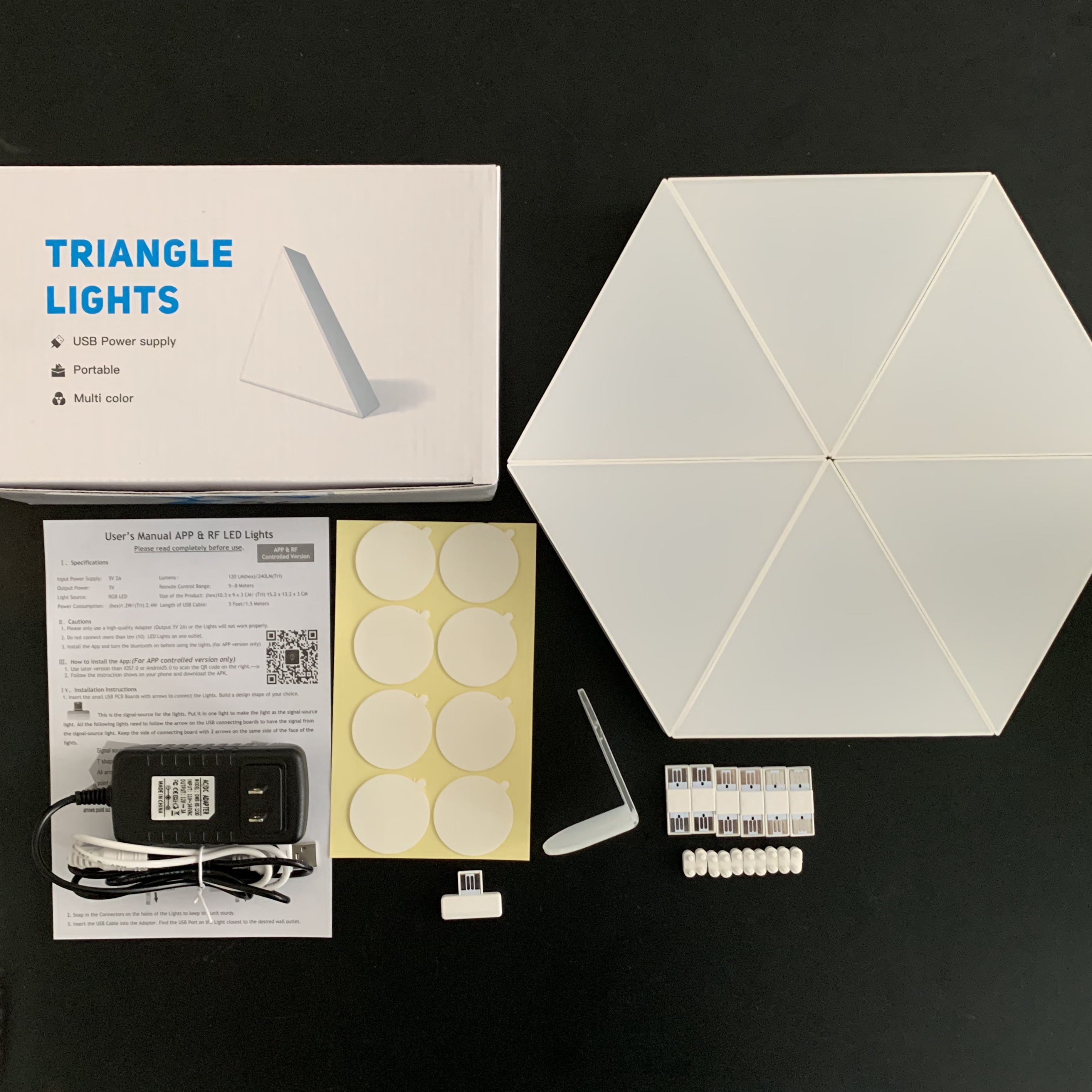 DIY Smart Phone APP Control Dimming RGB Color Triangle Splicing Modular Panels Night Light Lamp for Home Decor
