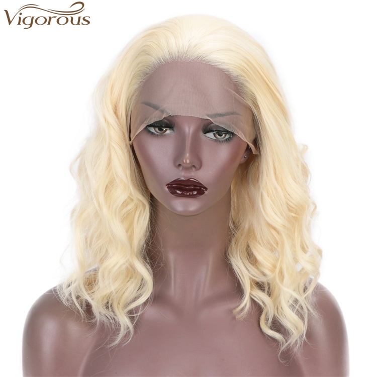 Vigorous Short Bob Wavy Wigs Lace Frontal Middle Part Wigs For African Women High Temperature Synthetic Wholesale Price