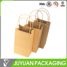 Custom high quality printed brown kraft paper bag with handle