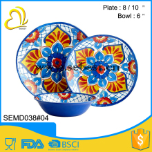 French hot custom plastic melamine round dinner table ware