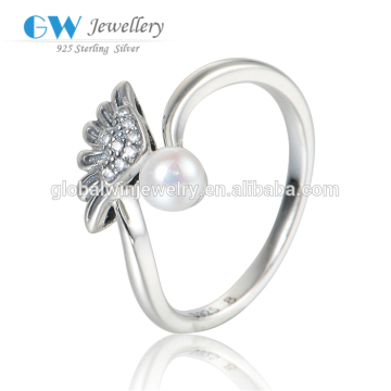 Elegant Pearl Zircon Silver Ring Value 925 Silver Ring Women