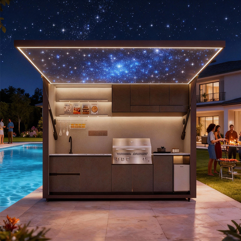 Elegant Compact Cooking Station for Mobile Outdoor Living