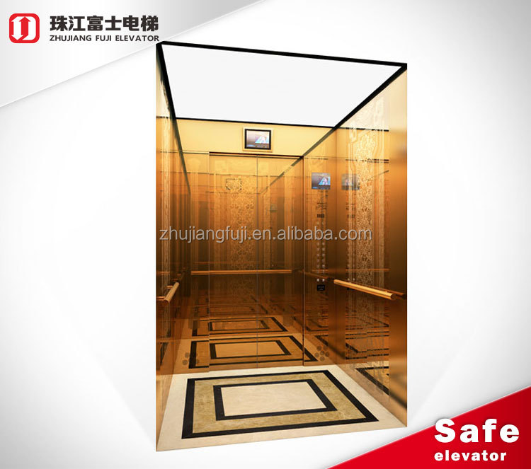 1350kgs 18 Persons Passenger Elevator Mirror Wall Acrylic Ceiling Passenger Lift