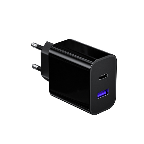 Black White Quick Charger Dual Ports 20W laddare