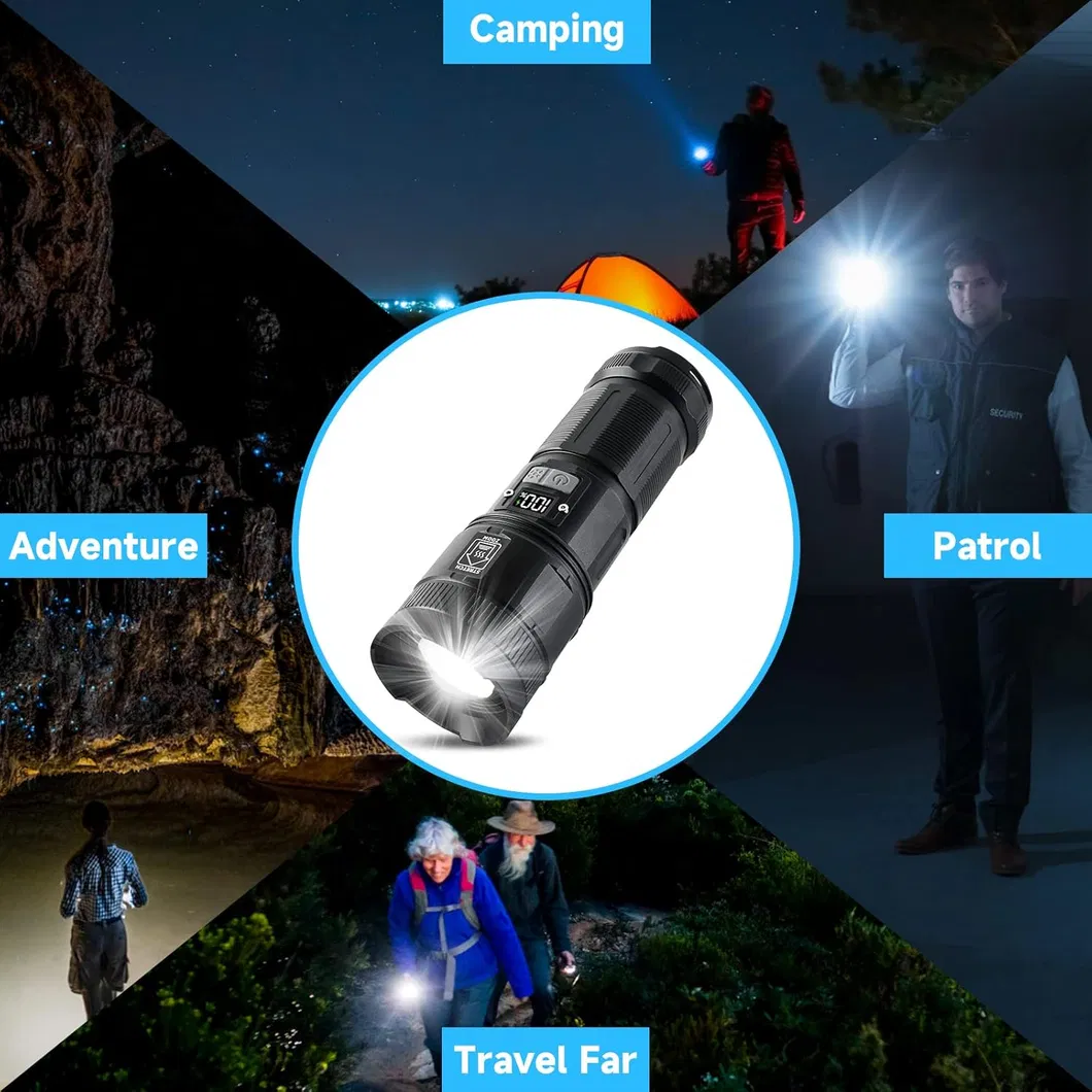 Powerful LED Flashlight with White Laser Beam for Outdoor Use