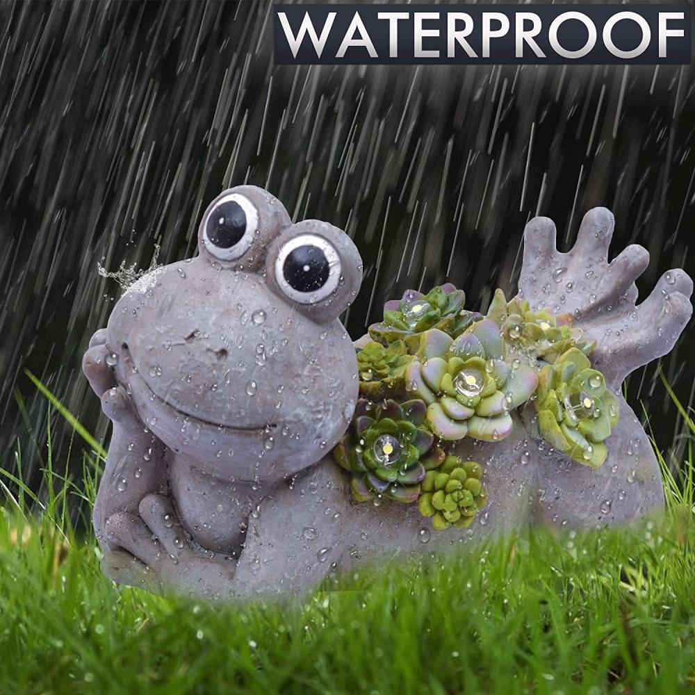 Froschgartenstatuen mit solaren Leuchten