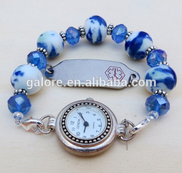 interchangeable stretch silver handmade beaded watches