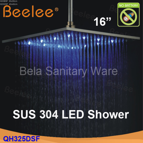 Wall Mounted Square 16" Stainless Steel Rainfall LED Shower Head (Qh326dsf)