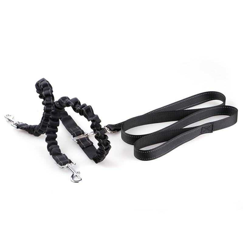 Nylon cloth practical  comfortable High elastic two-headed leash for pets with tow rope